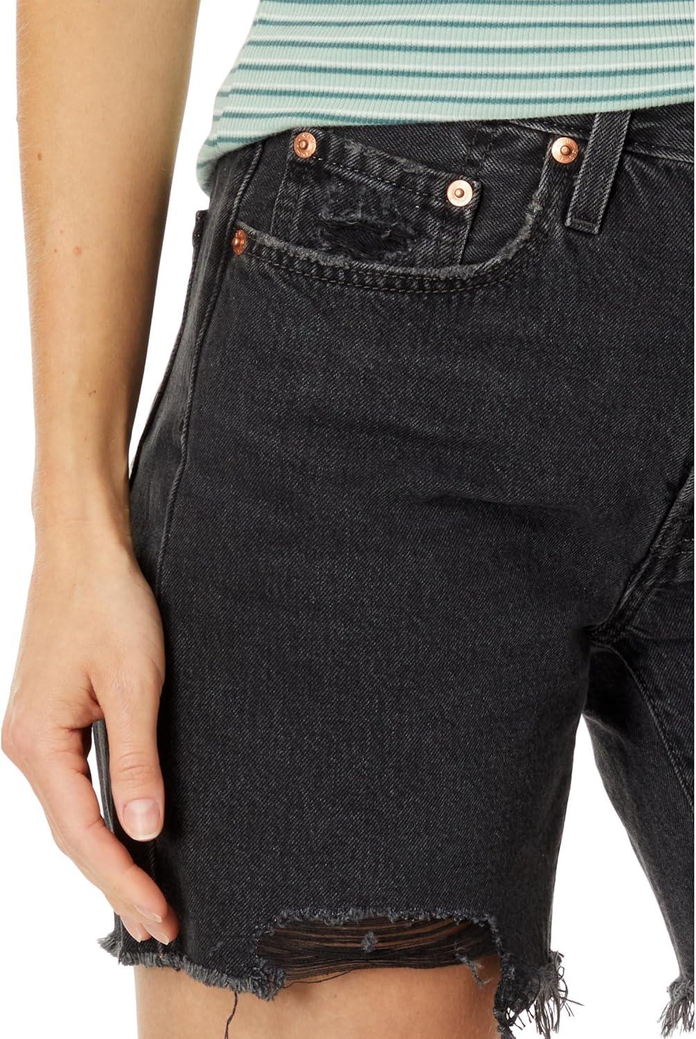 imageLevis Womens 501 Mid Thigh ShortsBlack Destructed