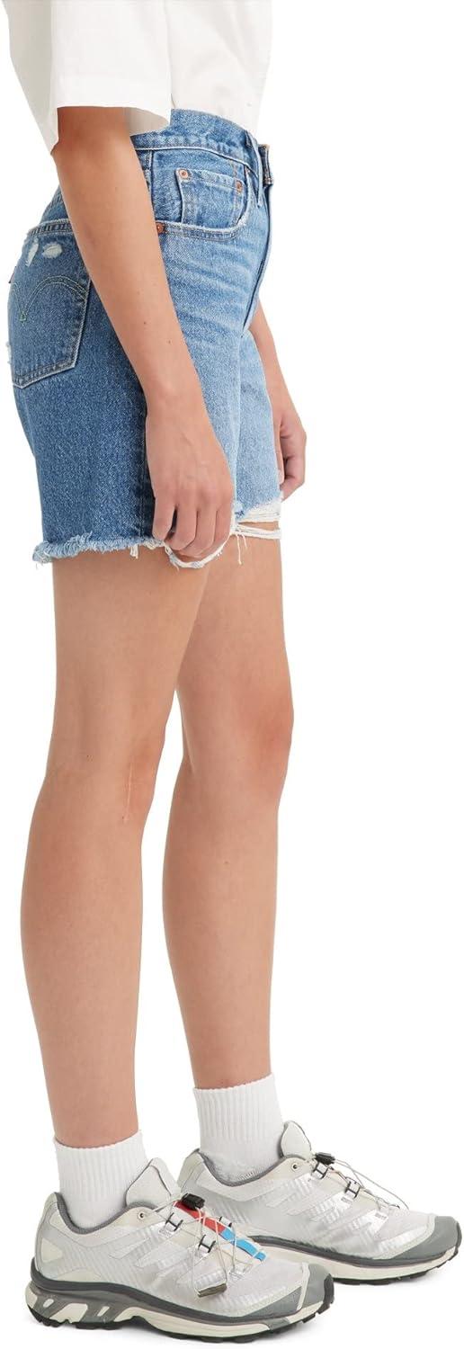 imageLevis Womens 501 Mid Thigh ShortsMedium Indigo Destructed