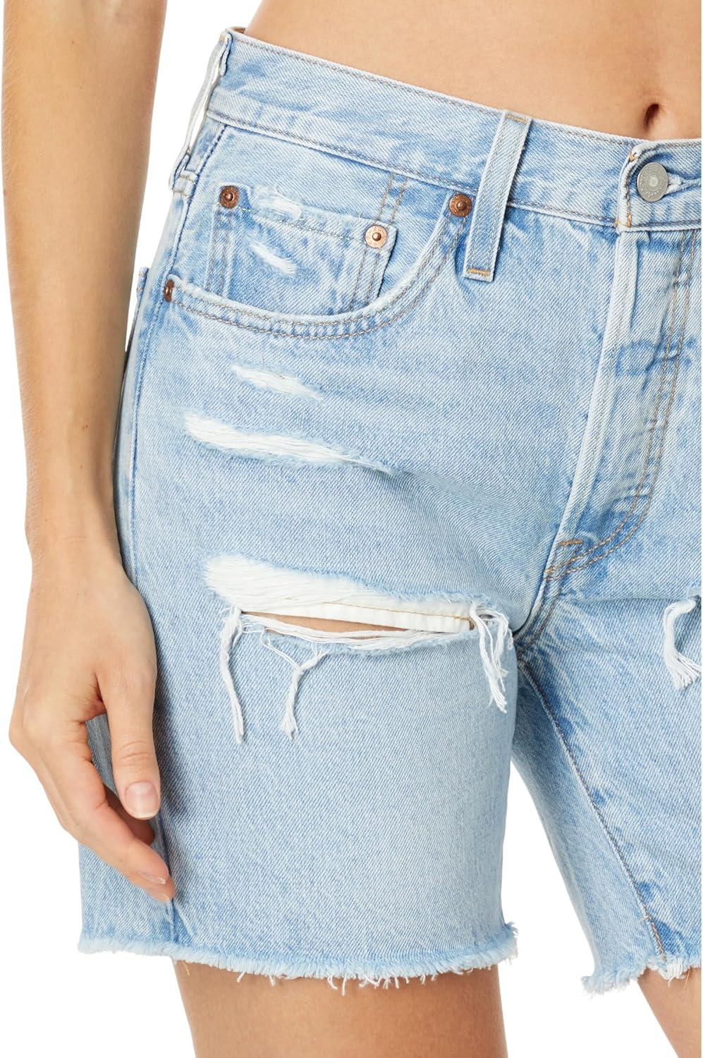 imageLevis Womens 501 Mid Thigh ShortsMedium Indigo DestructedIndigo