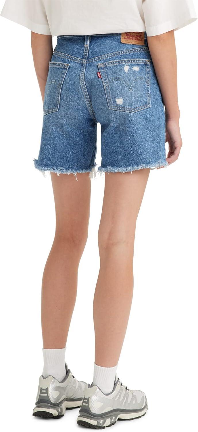 imageLevis Womens 501 Mid Thigh ShortsMedium Indigo DestructedIndigo
