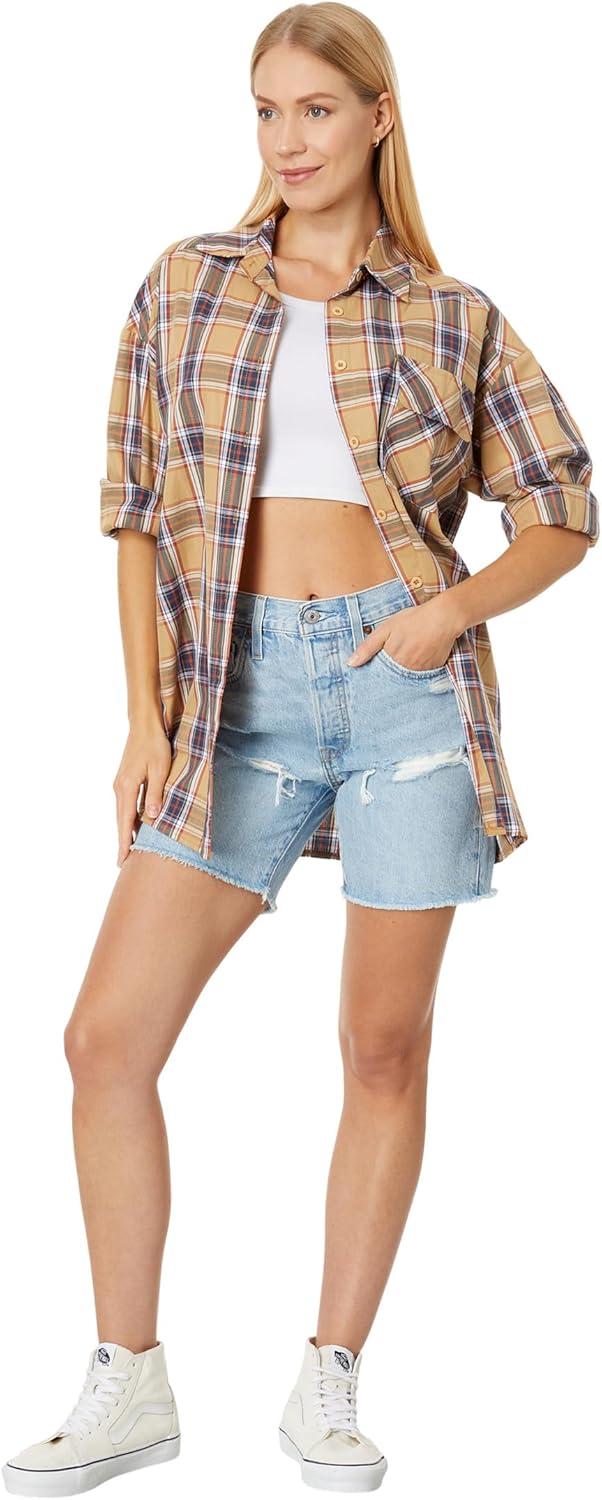imageLevis Womens 501 Mid Thigh ShortsMedium Indigo DestructedIndigo