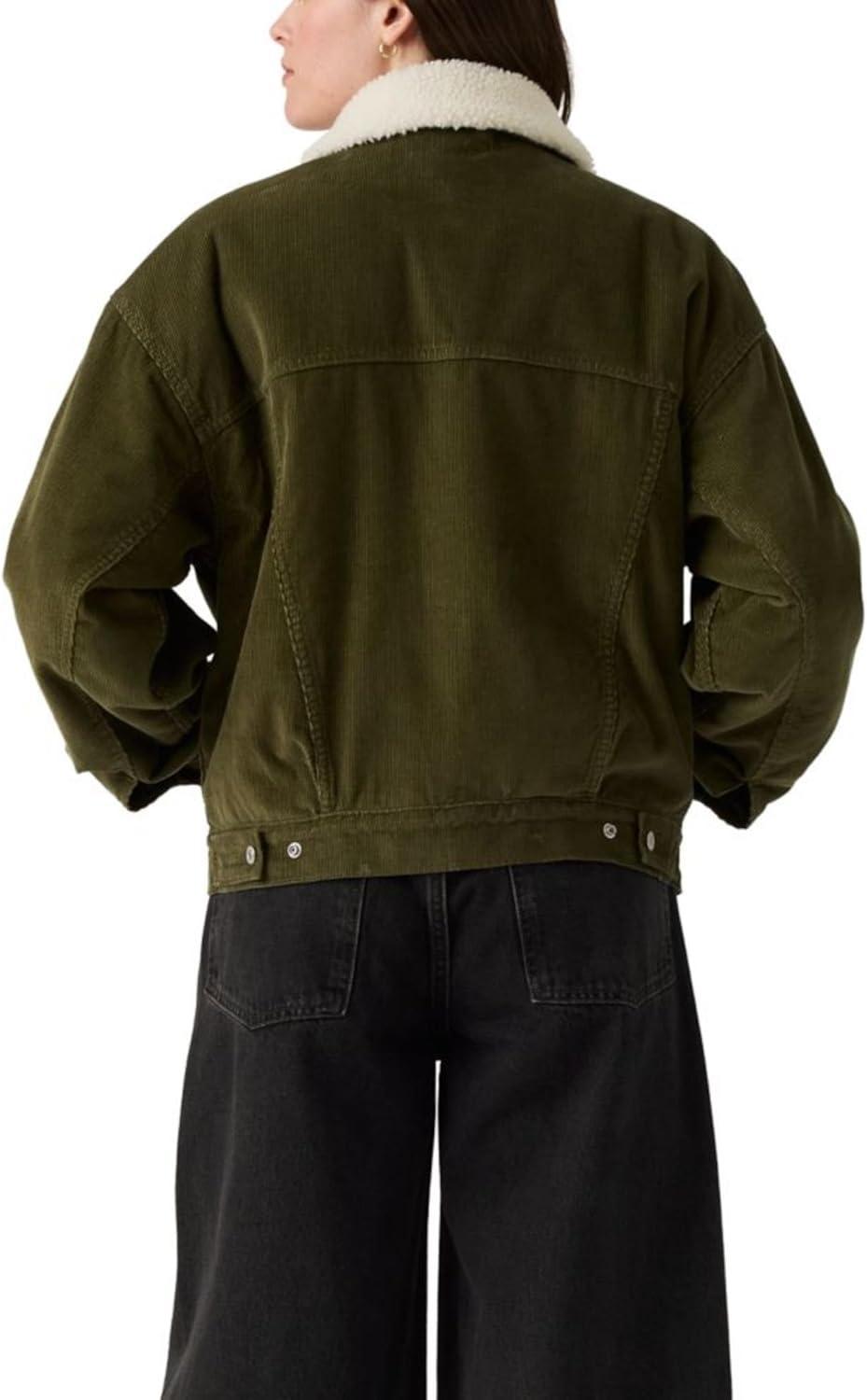 imageLevis Womens 90s Sherpa Trucker Jacket Standard and PlusIvy Green Corduroy Non Stretch