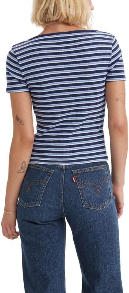 imageLevis Womens Britt Snap Front Top Also Available in PlusNew Fruity Stripe Naval Academy