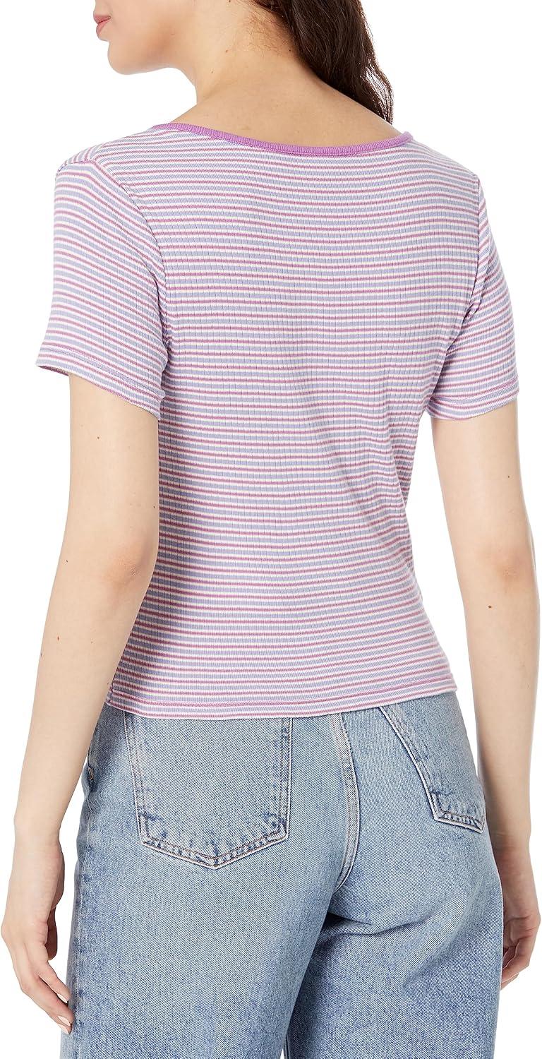 imageLevis Womens Britt Snap Front Top Also Available in PlusSade Stripe Iris Orchid