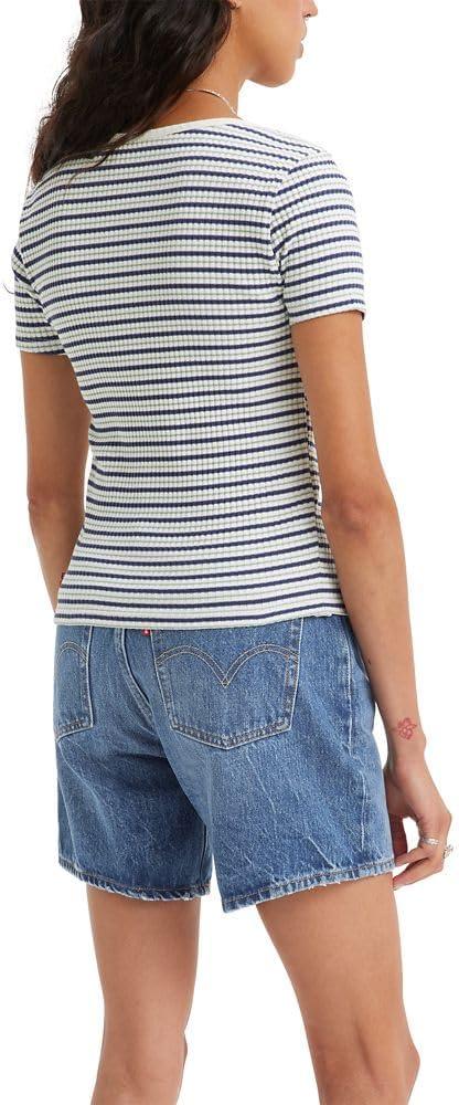 imageLevis Womens Britt Snap Front Top Also Available in PlusTea Stripe Cloud Dancer