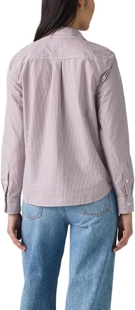 imageLevis Womens Classic Buttonup ShirtBibi Stripe Chocolate Truffle Bright White