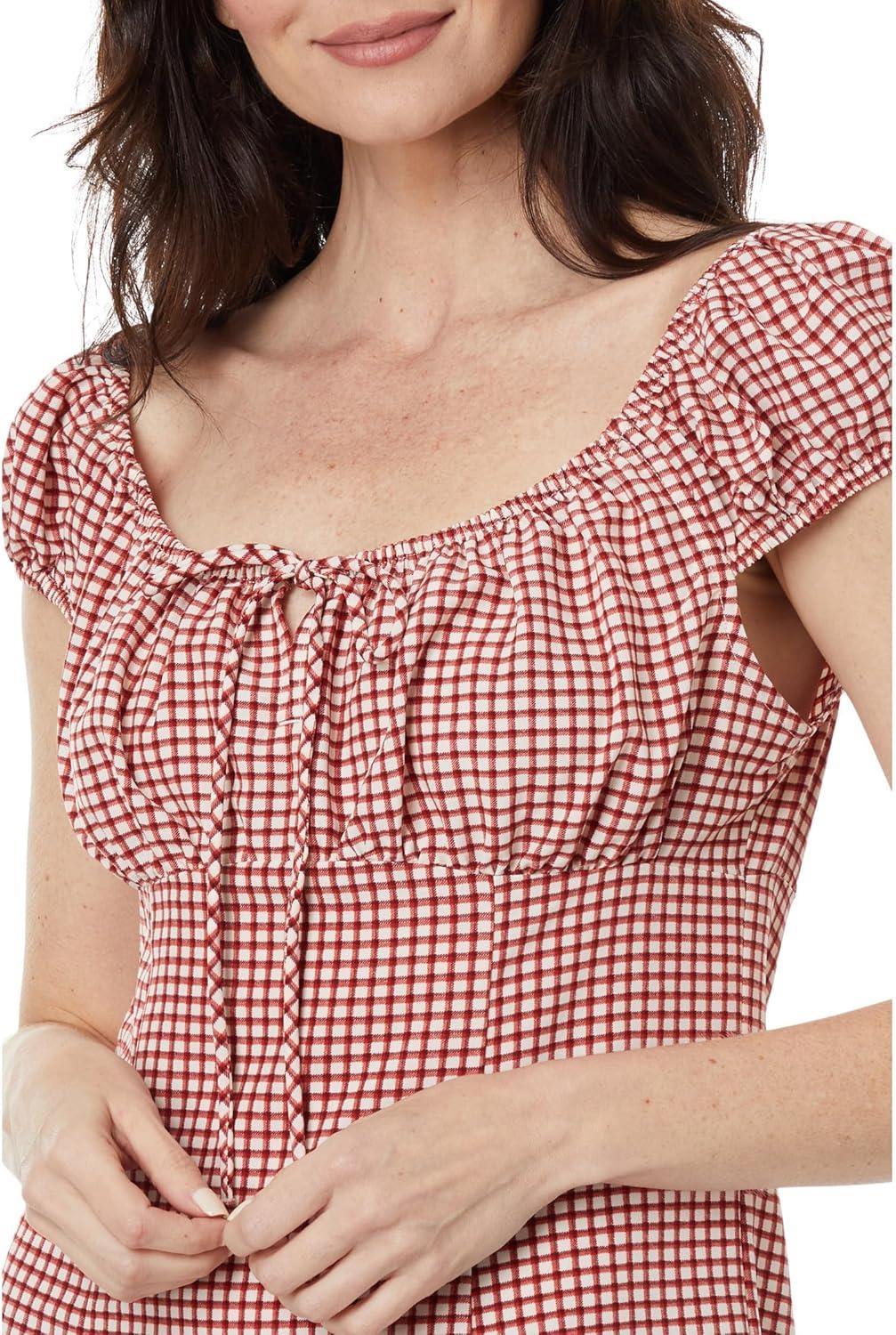 imageLevis Womens Clementine Cap Sleeve DressMimi Printed Check Bossa Nova Red