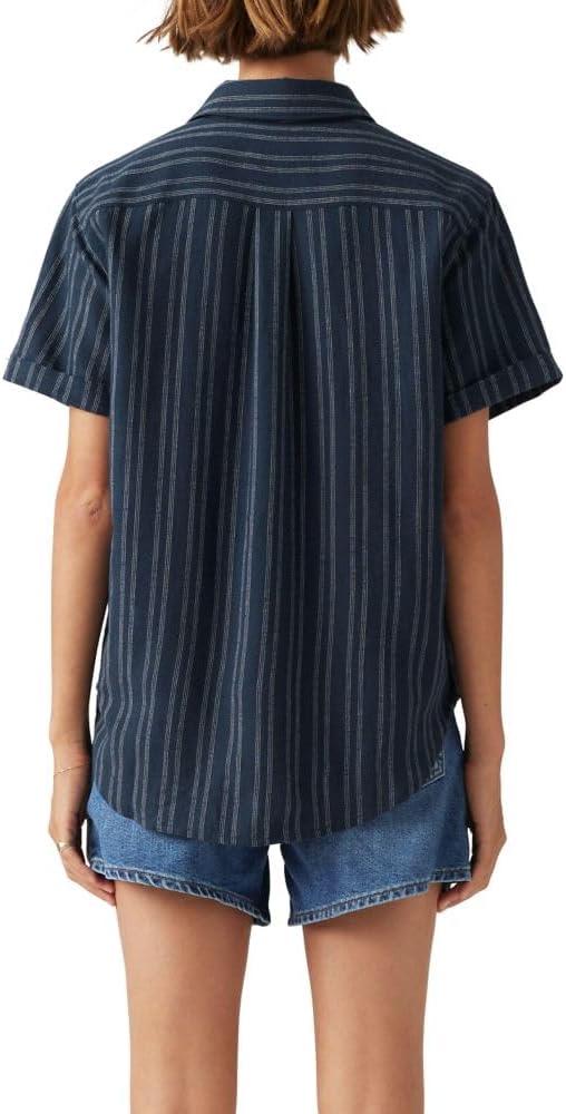 imageLevis Womens Darlene ShortSleeve ShirtShin Beach Stripe Navy Blazer