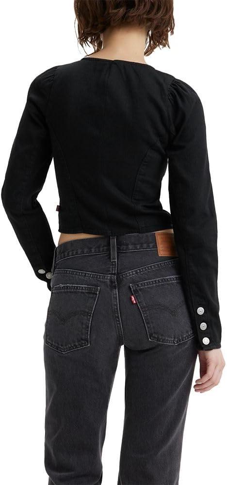 imageLevis Womens Daryn Corset Long Sleeve BlouseBlack Rose 5