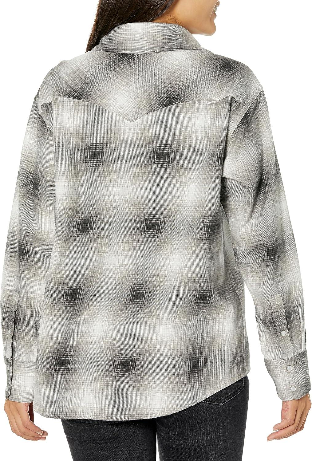 imageLevis Womens Dylan Relaxed Western Shirt Standard and PlusValentina Plaid Cloud Dancer