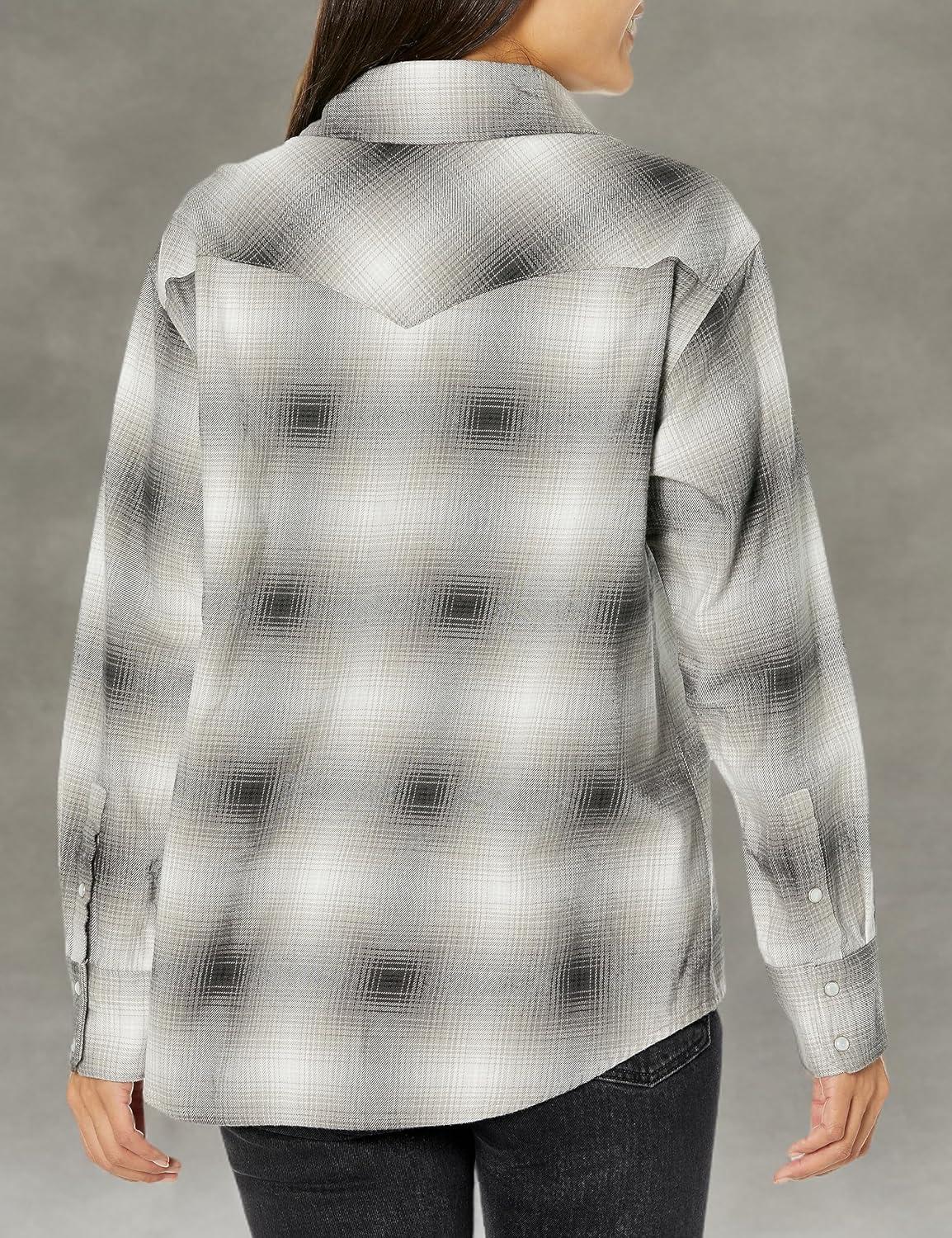 imageLevis Womens Dylan Relaxed Western Shirt Standard and PlusValentina Plaid Cloud Dancer