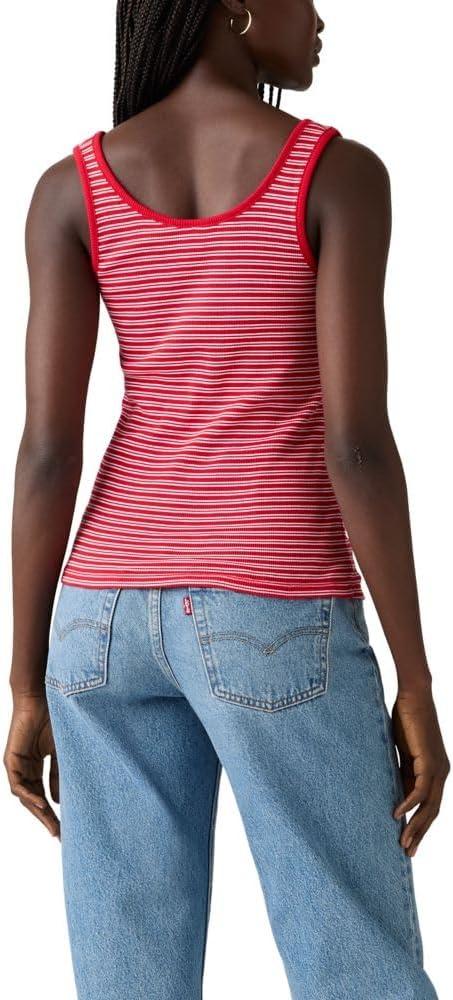 imageLevis Womens Essential Rib TankSaddle Stripe True Red