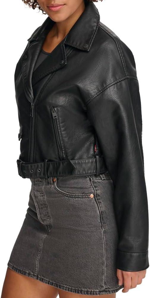 imageLevis Womens Faux Leather Cropped Moto JacketBlack