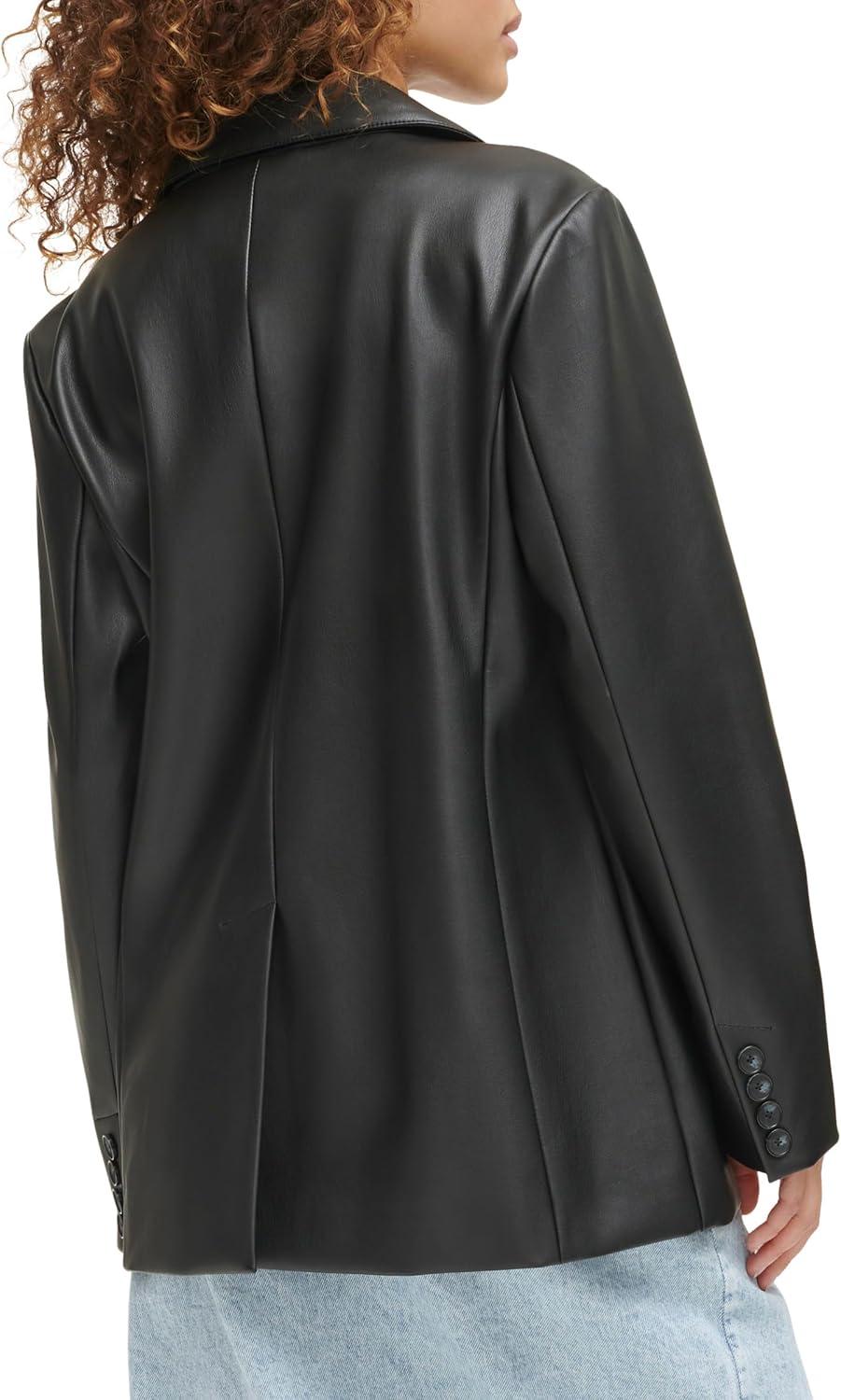 imageLevis Womens Faux Leather Single Breasted BlazerBlack