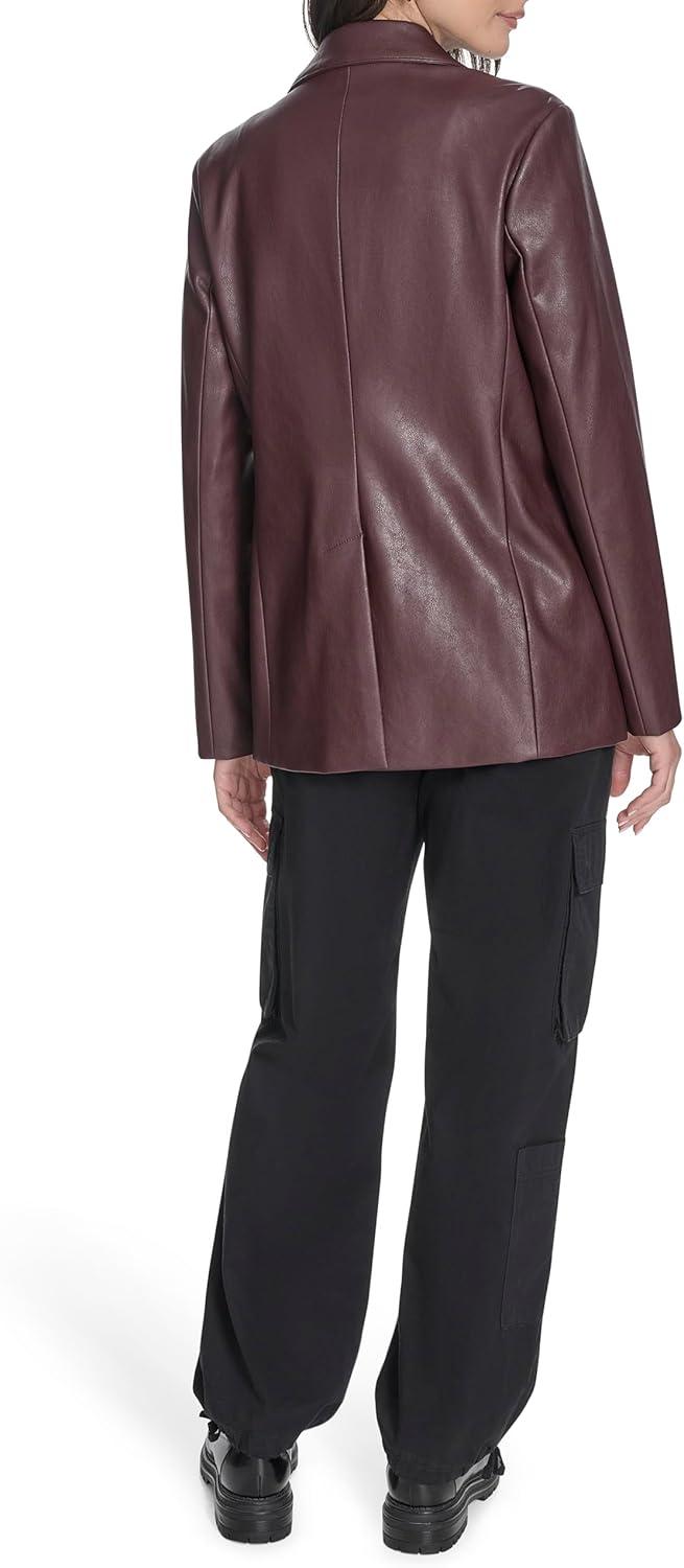 imageLevis Womens Faux Leather Single Breasted BlazerOxblood