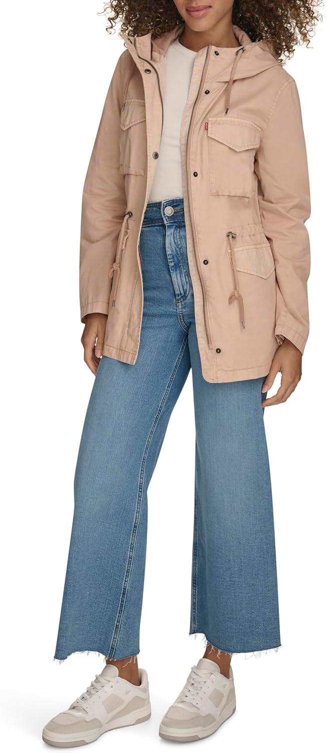 imageLevis Womens Four Pocket Hooded Military JacketLight Pink Cotton