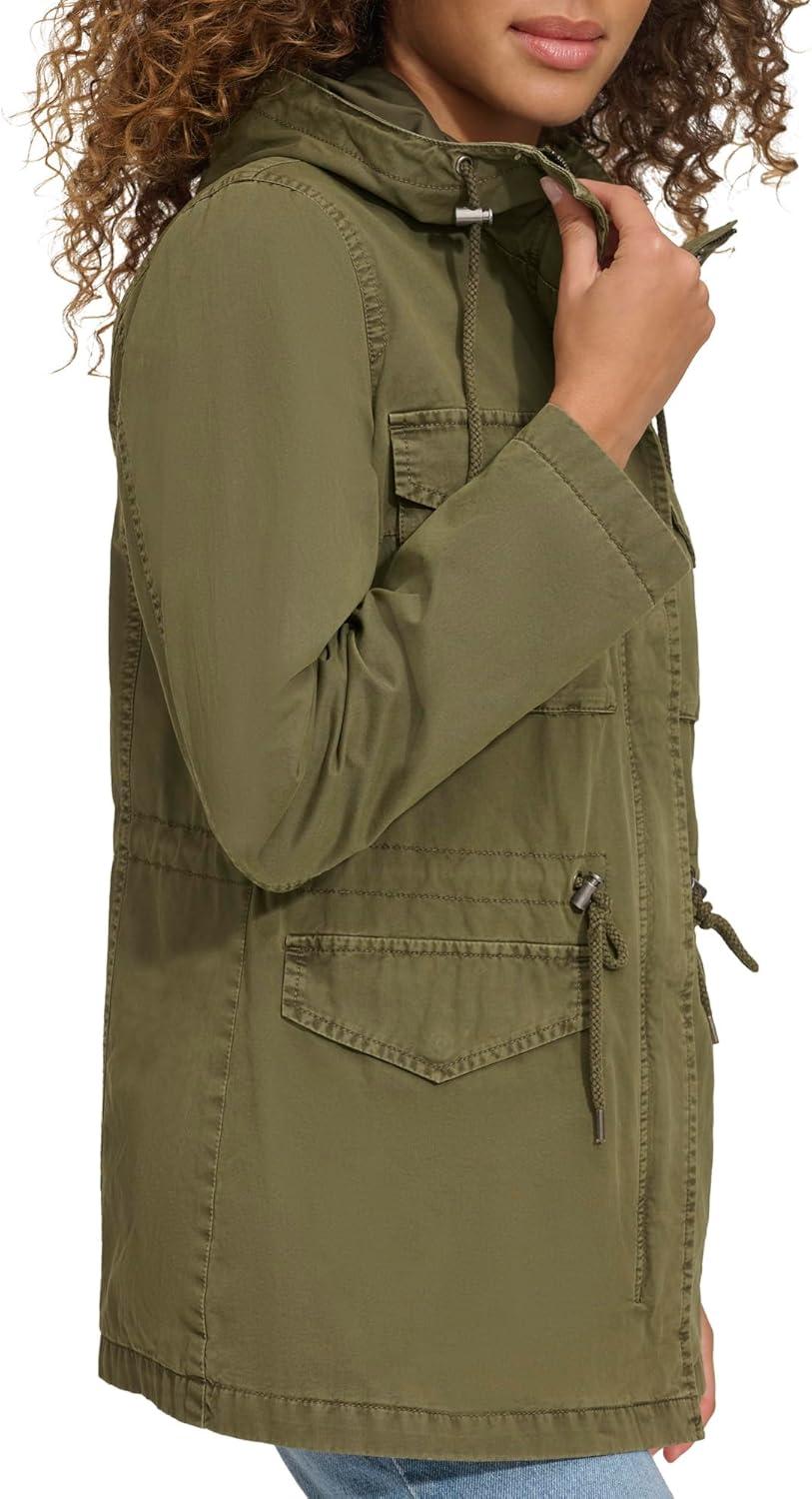 imageLevis Womens Four Pocket Hooded Military JacketOlive Cotton