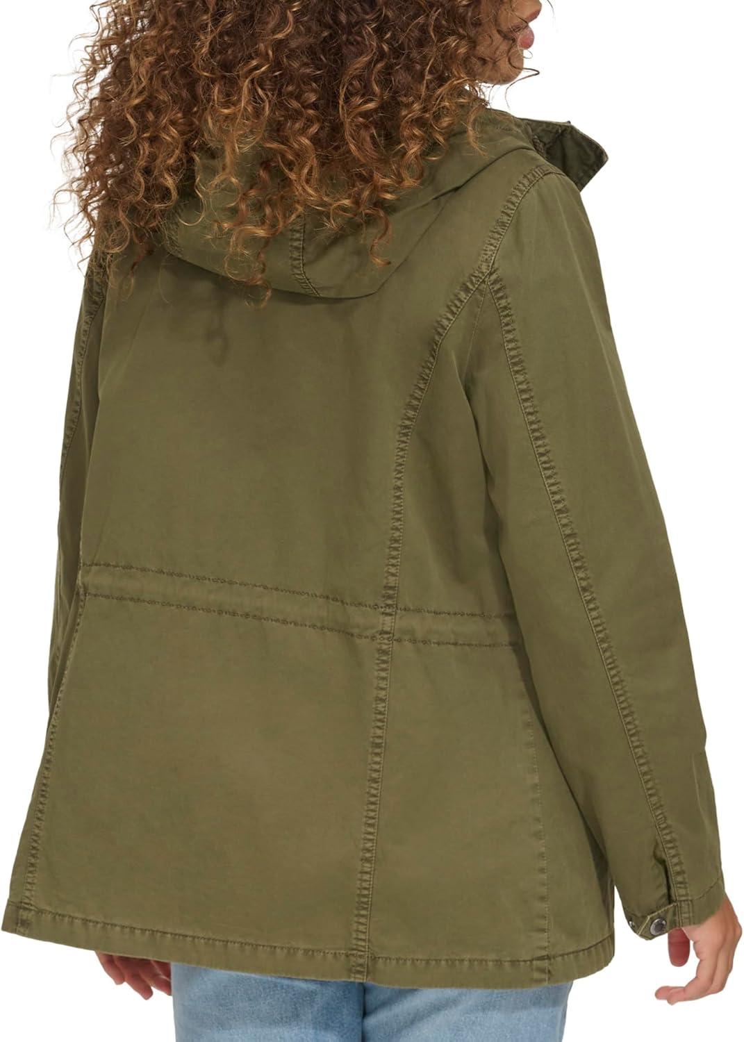 imageLevis Womens Four Pocket Hooded Military JacketOlive Cotton