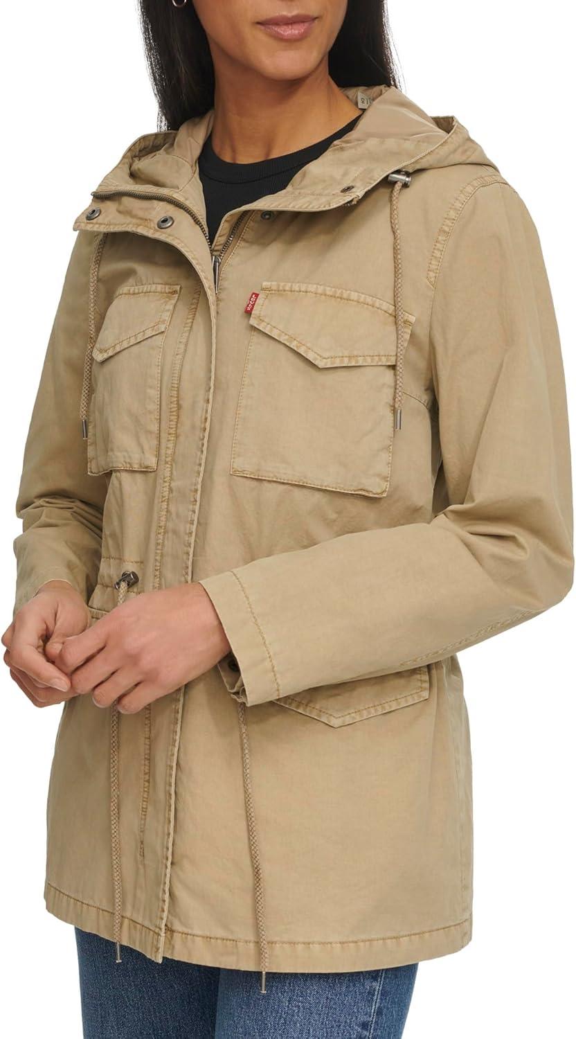imageLevis Womens Four Pocket Hooded Military JacketSafari Cotton