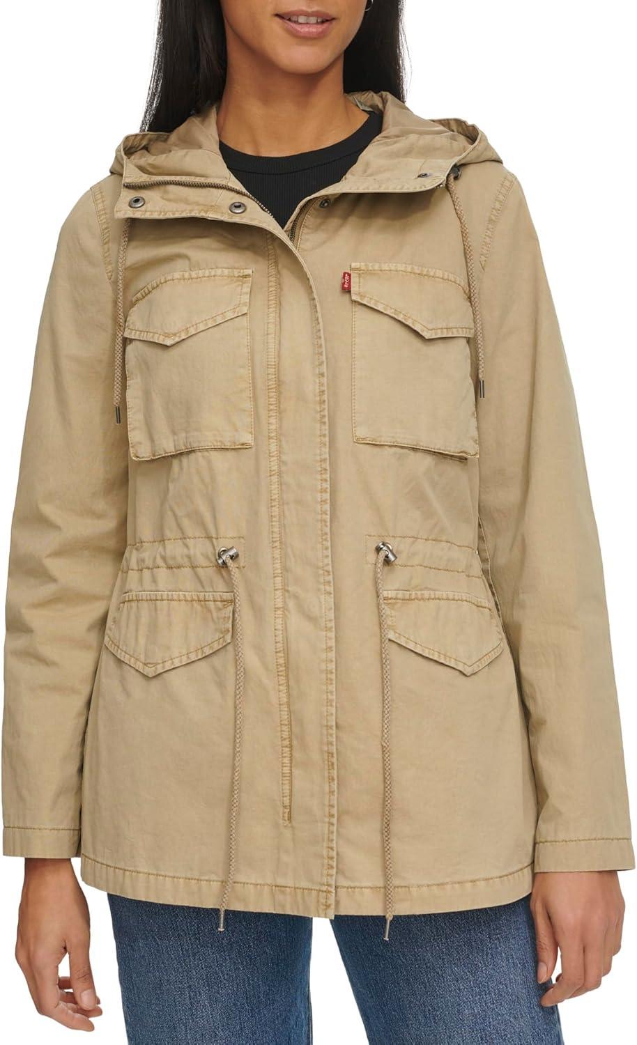 imageLevis Womens Four Pocket Hooded Military JacketSafari Cotton