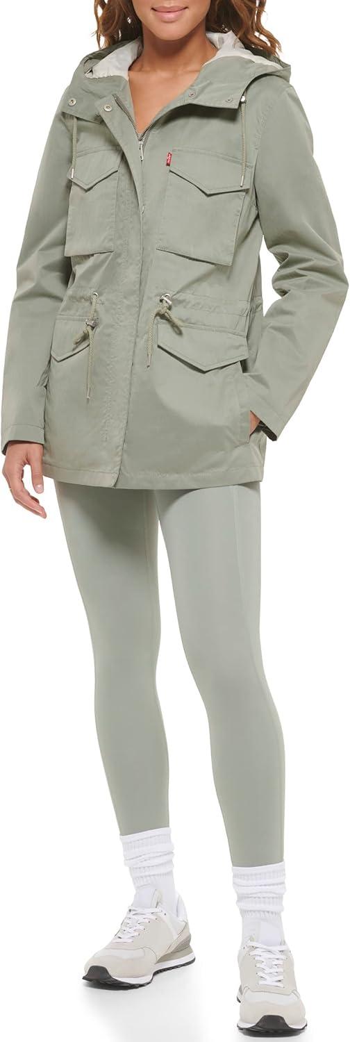 imageLevis Womens Four Pocket Hooded Military JacketSea Green