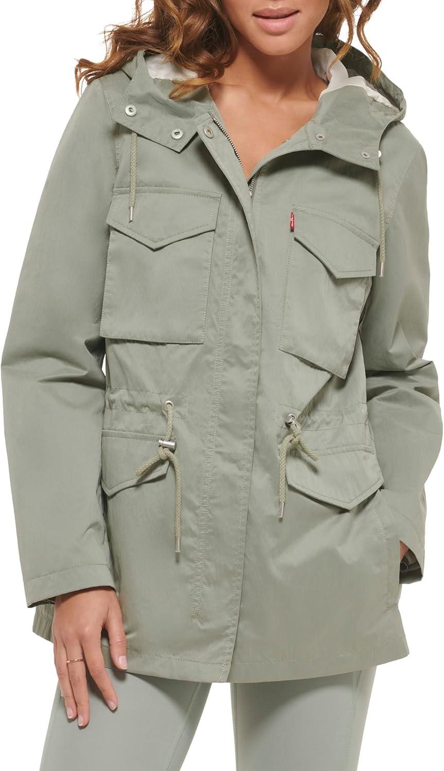 imageLevis Womens Four Pocket Hooded Military JacketSea Green