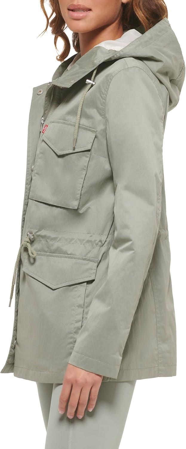 imageLevis Womens Four Pocket Hooded Military JacketSea Green