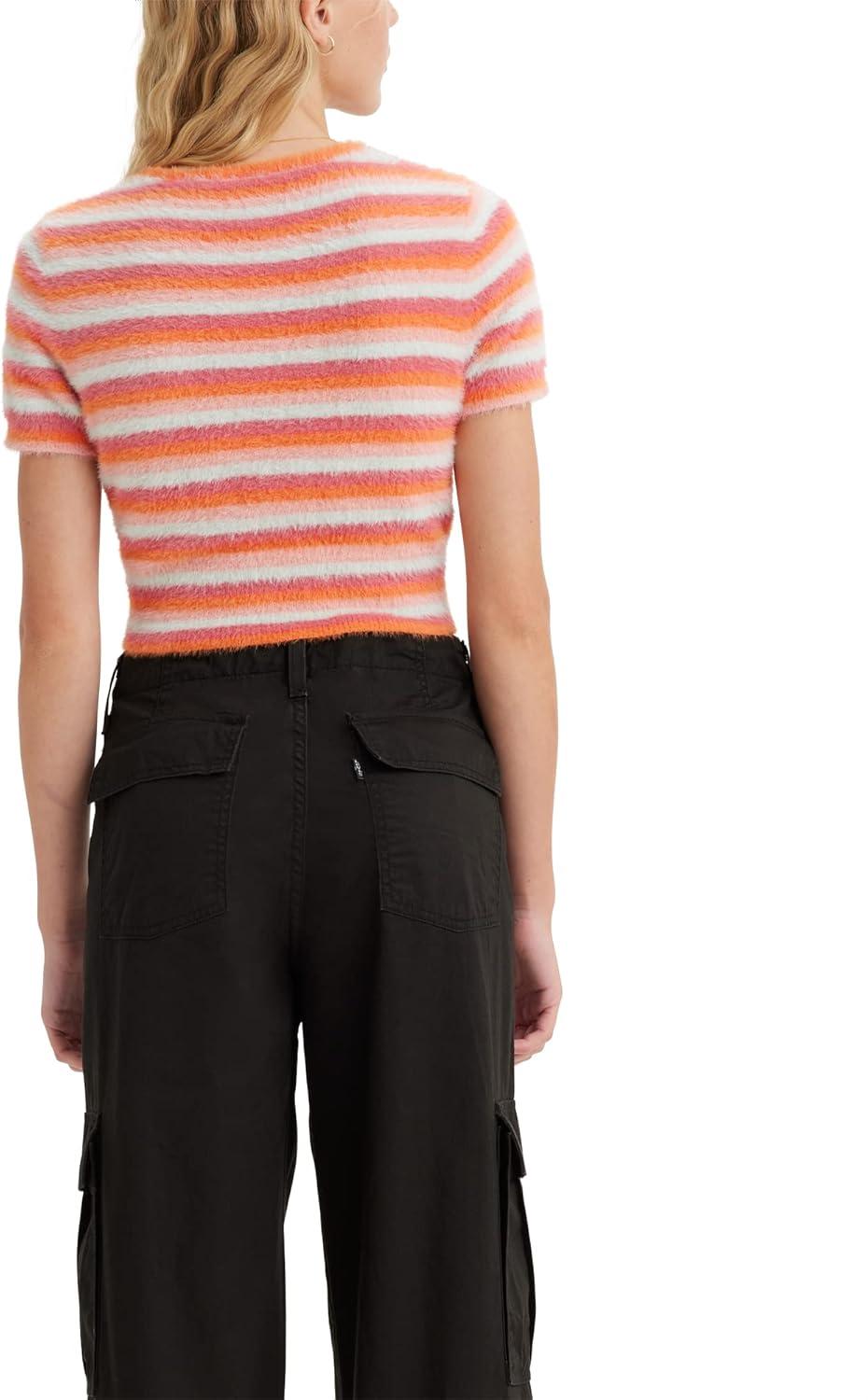 imageLevis Womens Fuzzy SweaterNew Baby Girl Stripe Dusty Orange Stripe