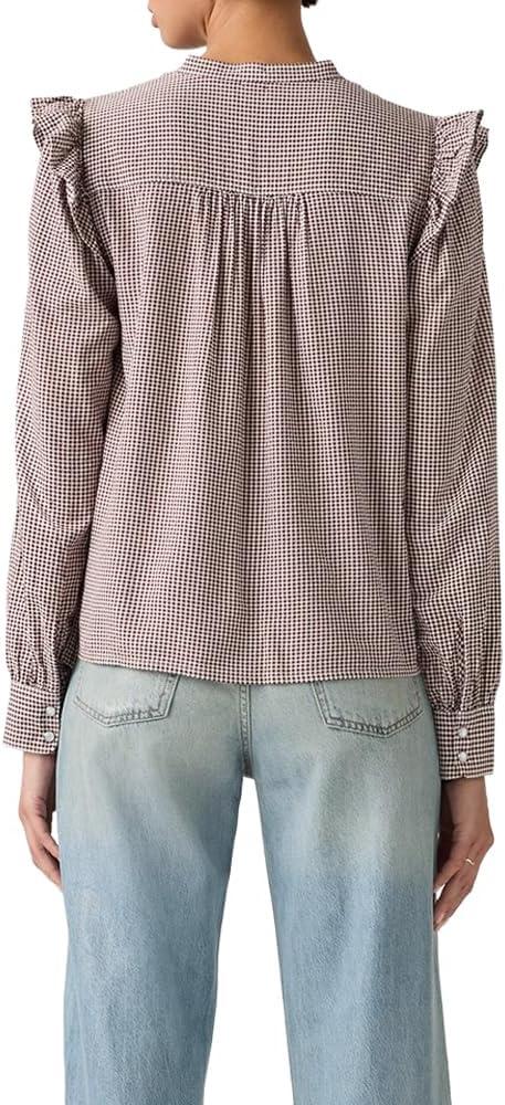 imageLevis Womens Gianna Long Sleeve BlouseNew Ceicil Micro Check Tawny Port