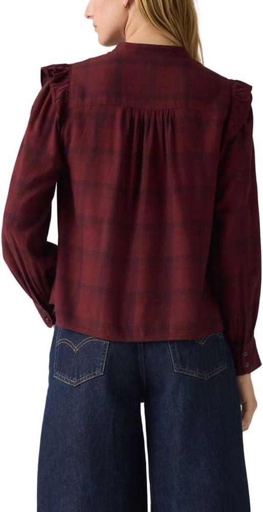 imageLevis Womens Gianna Long Sleeve BlouseSmall Nea Plaid Tawny Port Flannel