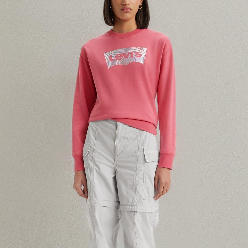 imageLevis Womens Graphic Standard Crewneck SweatshirtFoil Batwing Fill Italian Rose