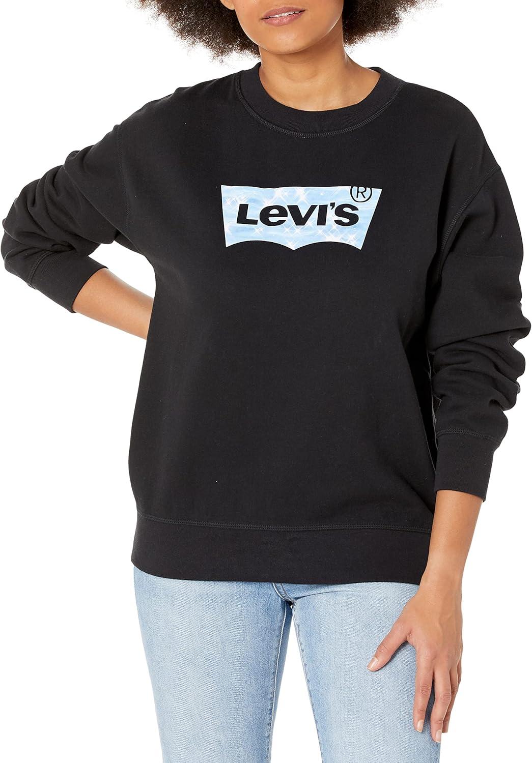 imageLevis Womens Graphic Standard Crewneck SweatshirtGlimmering Batwing Caviar Black