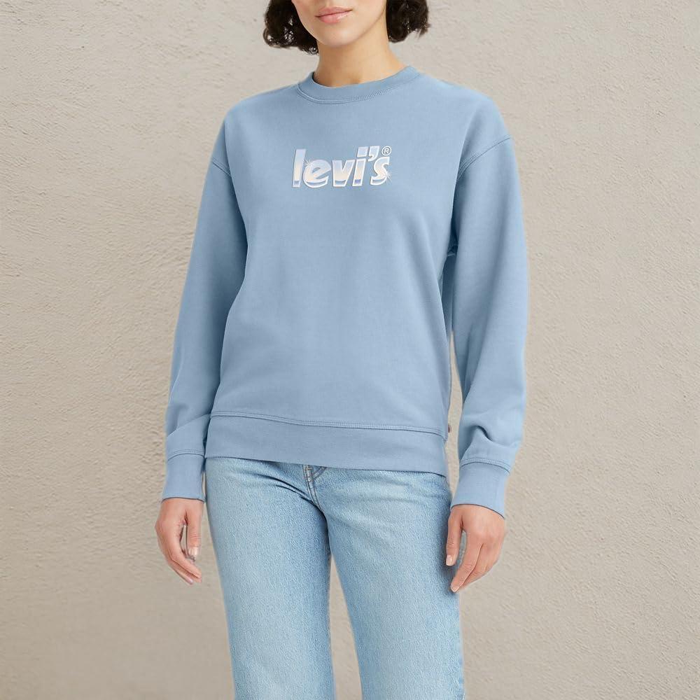 imageLevis Womens Graphic Standard Crewneck SweatshirtPoster Logo Crystal Blue