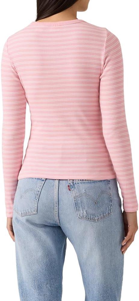 imageLevis Womens Hayes LongSleeve Tee Also Available in PlusNew Kayleen Stripe Coral Blush