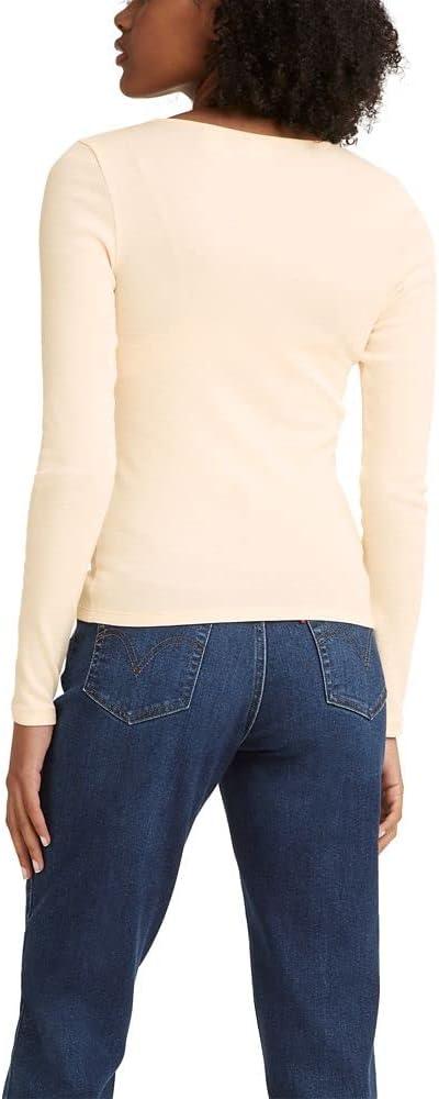 imageLevis Womens Honey Long Sleeve Shirt Standard and PlusPecan Stripe Peach Puree Red