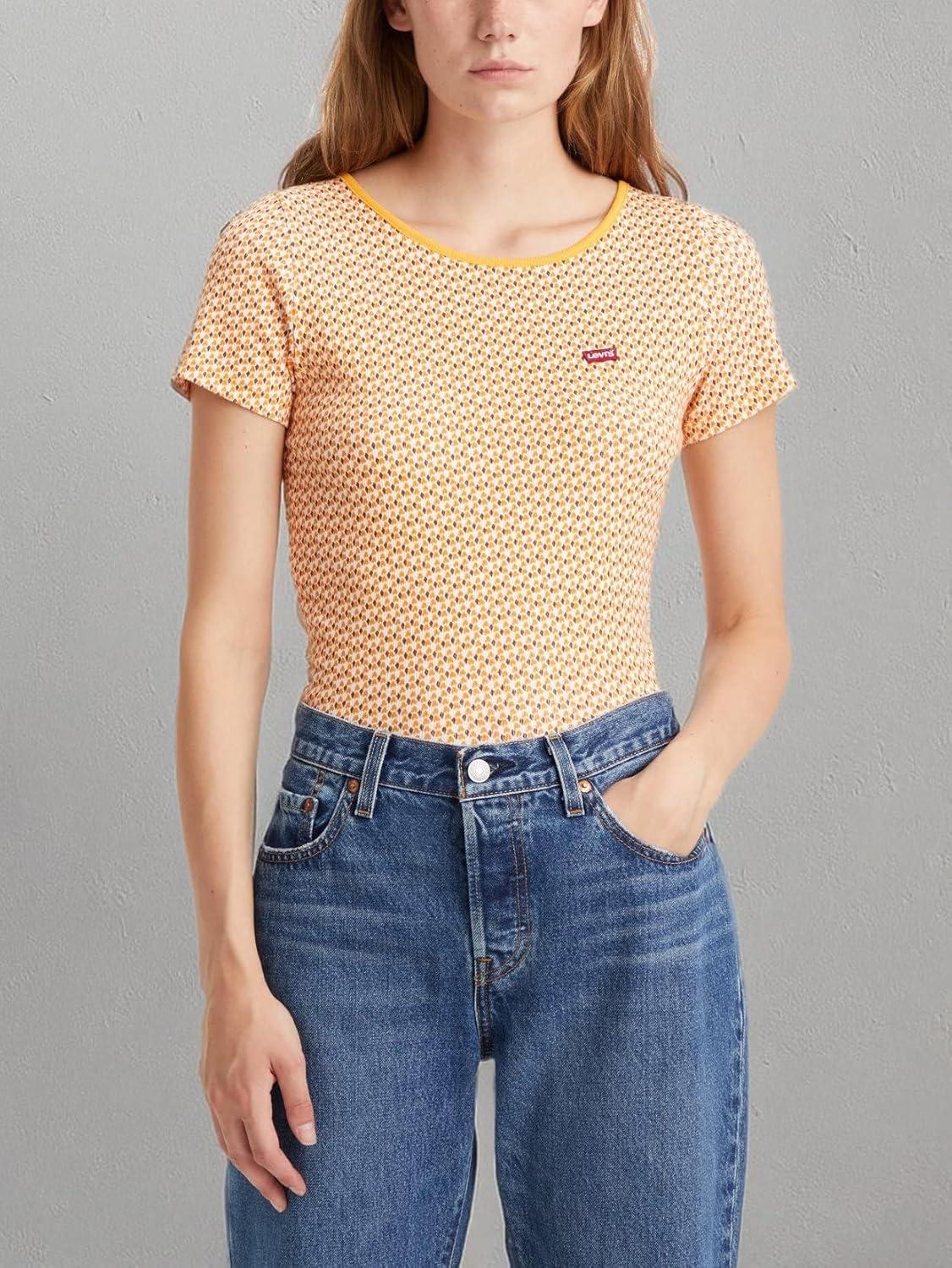 imageLevis Womens Honey Short Sleeve ShirtNew Etta Geo Apricot Print