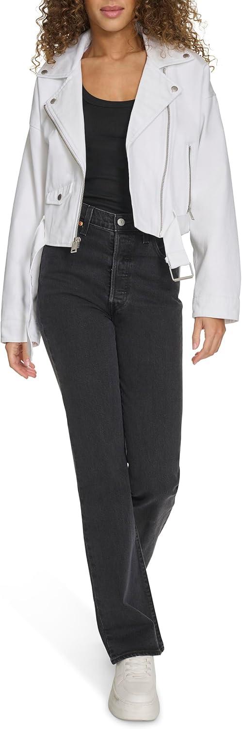 imageLevis Womens Levis Womens Cropped Denim MotoWhite Wash Denim