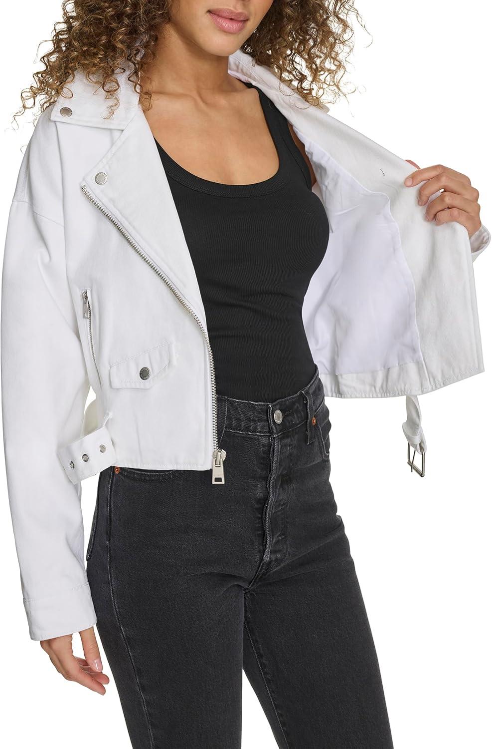 imageLevis Womens Levis Womens Cropped Denim MotoWhite Wash Denim