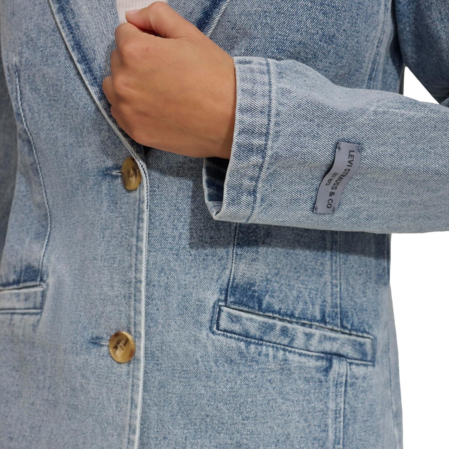 imageLevis Womens Levis Womens Denim Single Breasted BlazerLight Wash Denim