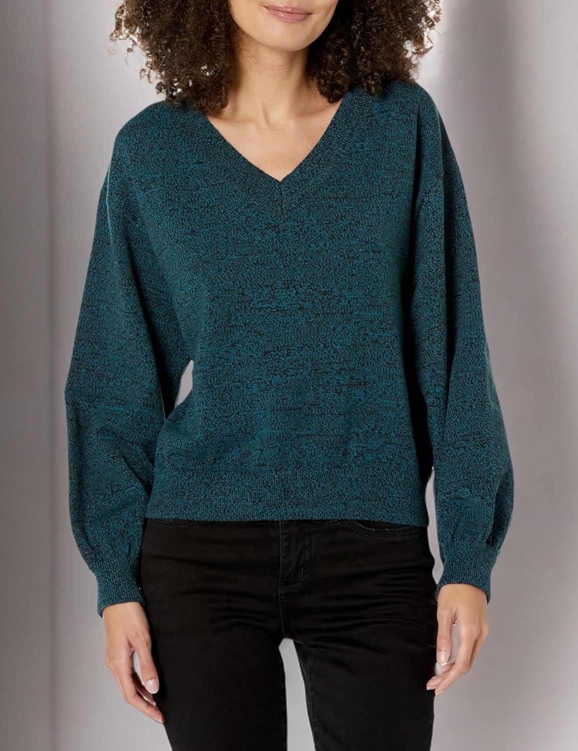 imageLevis Womens Long Sleeve Flower SweaterMarled Yarn Caviar and Gibralter Sea