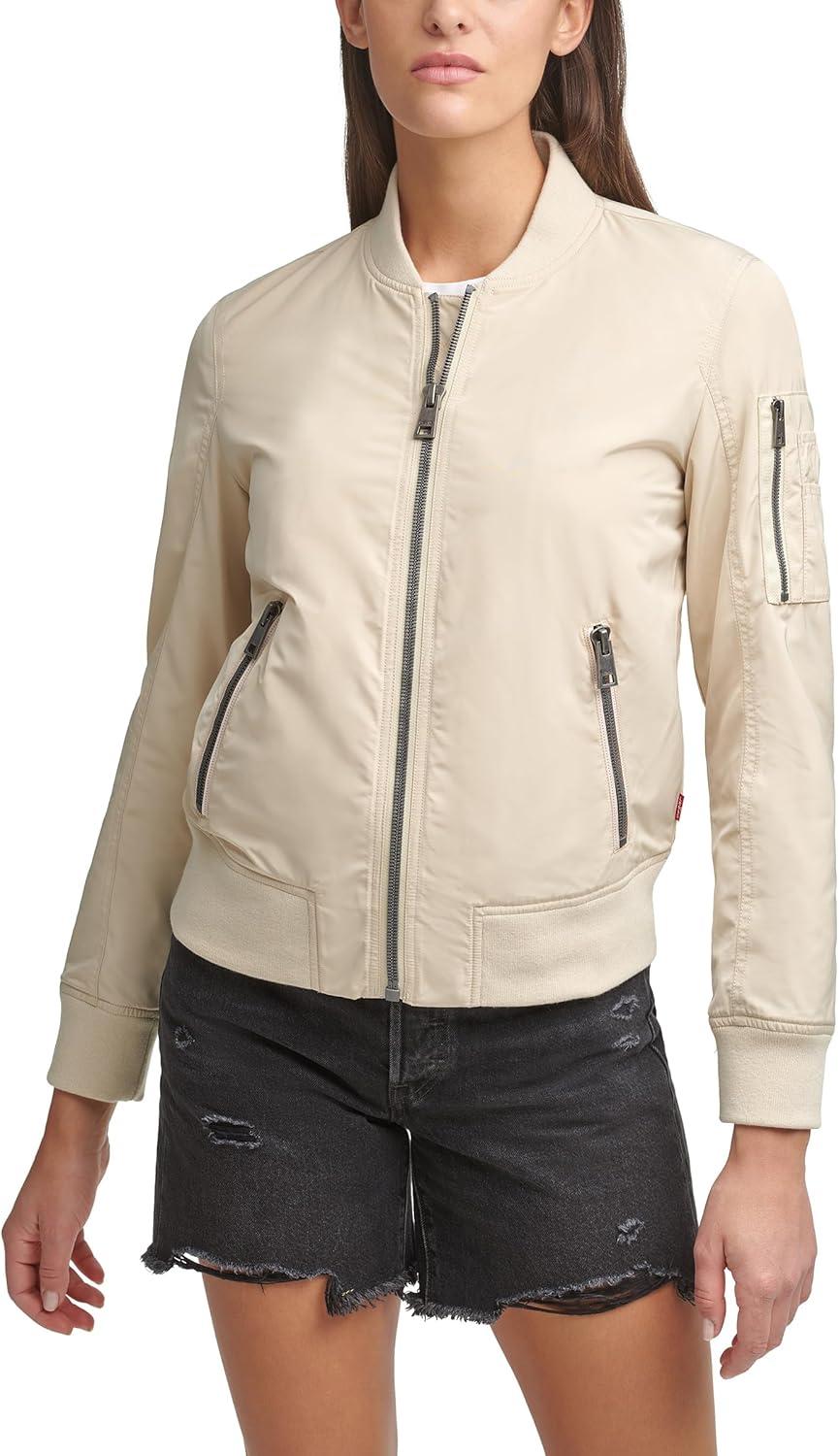 imageLevis Womens Melanie Newport Bomber Jacket Regular amp Plus SizeBleached Sand