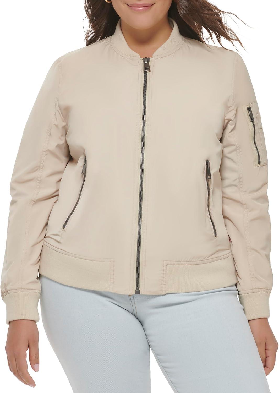 imageLevis Womens Melanie Newport Bomber Jacket Regular amp Plus SizeBleached Sand