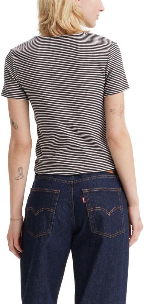 imageLevis Womens Muse Short Sleeve Tee ShirtNew Vanilla Stripe Caviar