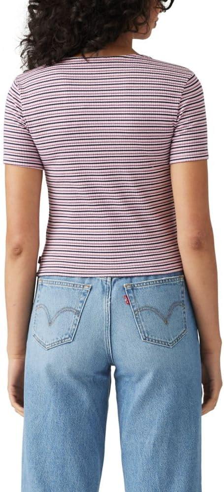 imageLevis Womens Muse Short Sleeve Tee ShirtPontoon Stripe Fragrant Lilac