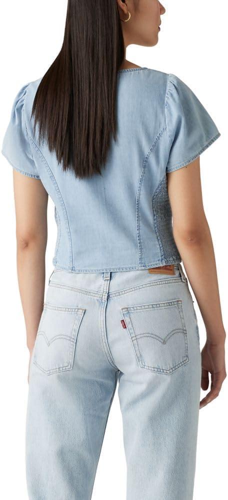 imageLevis Womens Ophelia Short Sleeve Denim CorsetTurn Up Light