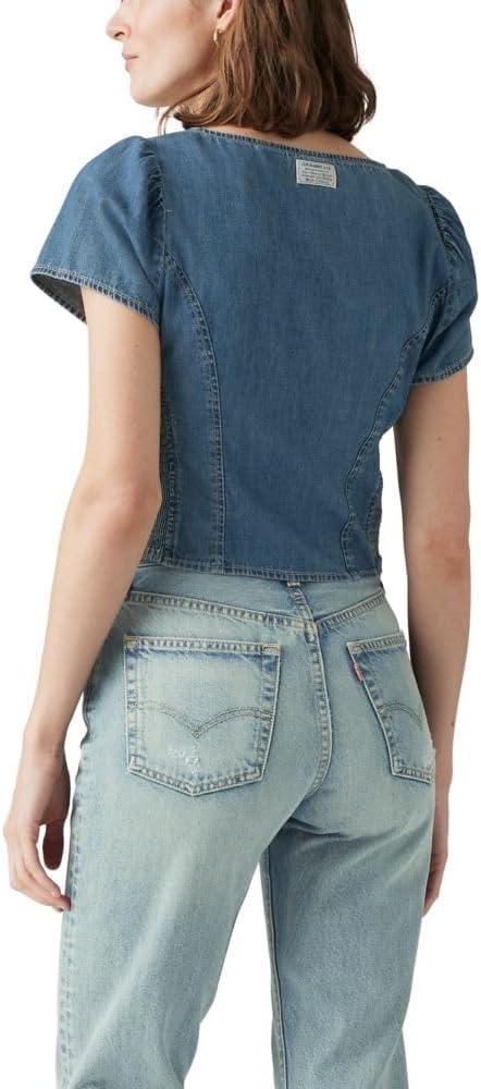 imageLevis Womens Ophelia Short Sleeve Denim CorsetTurn Up Mid