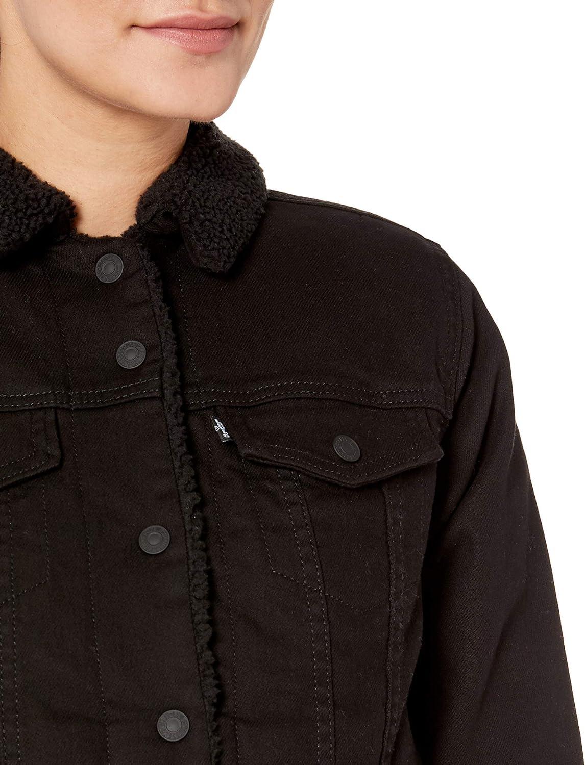 imageLevis Womens Original Sherpa Trucker Jackets Standard and PlusBlack and Black