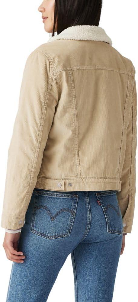 imageLevis Womens Original Sherpa Trucker Jackets Standard and PlusWhite Pepper Corduroy Non Stretch