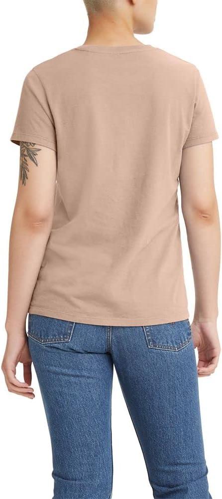 imageLevis Womens Perfect Crewneck Tee Shirt Also Available in PlusFlower Chain Logo Peach Puree Red