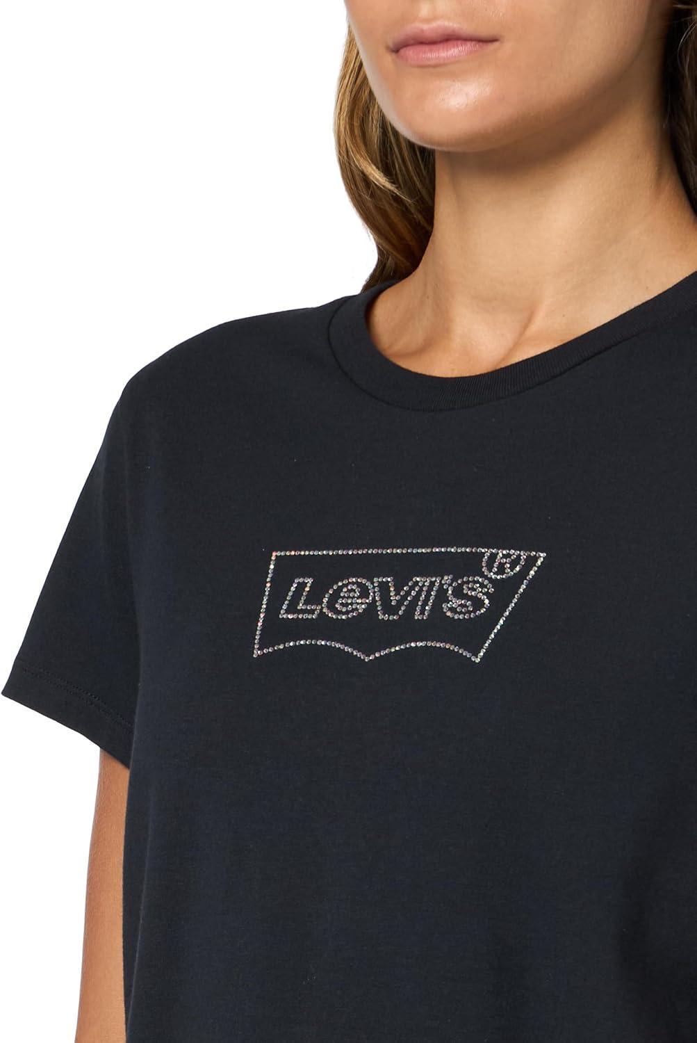 imageLevis Womens Perfect Crewneck Tee Shirt Also Available in PlusNew Batwing Iridescent Rhinestone